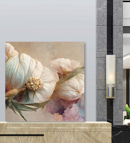 The Layered Beauty of White Flowers on a Textured Canvas