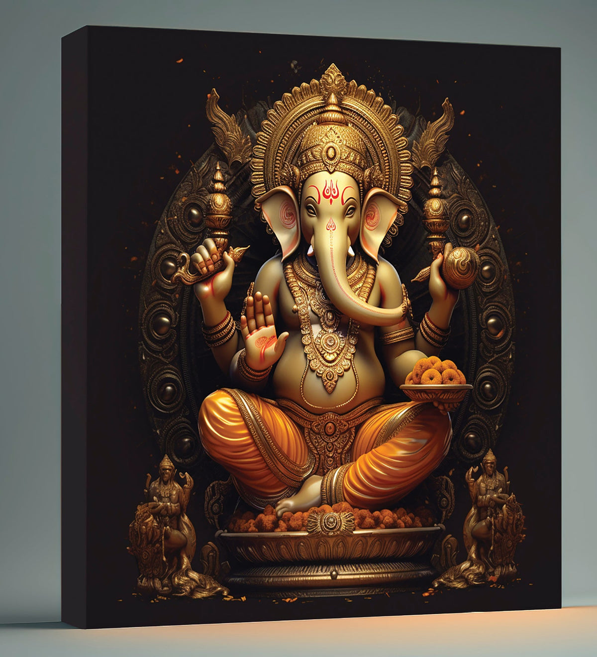 A Majestic Canvas Painting of Ganesha, the Hindu Elephant God