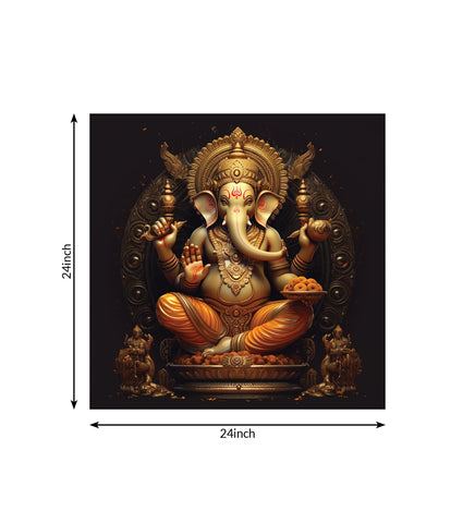 A Majestic Canvas Painting of Ganesha, the Hindu Elephant God