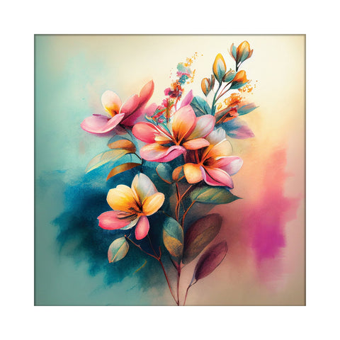 A Splash of Color: A Vibrant Canvas Painting of a Hanging Bouquet