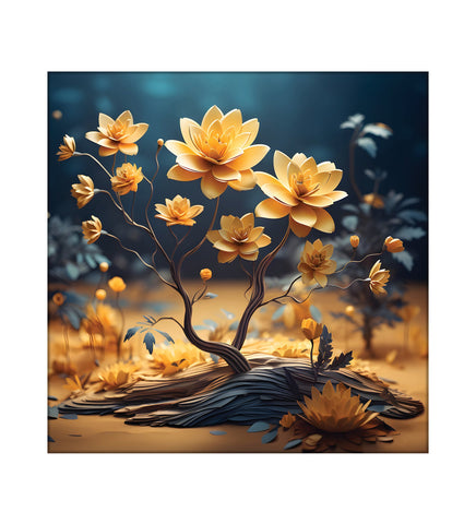 Golden Blossoms: A Canvas Celebration of a Tree Adorned with Yellow Flowers