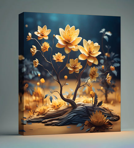 Golden Blossoms: A Canvas Celebration of a Tree Adorned with Yellow Flowers