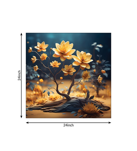 Golden Blossoms: A Canvas Celebration of a Tree Adorned with Yellow Flowers