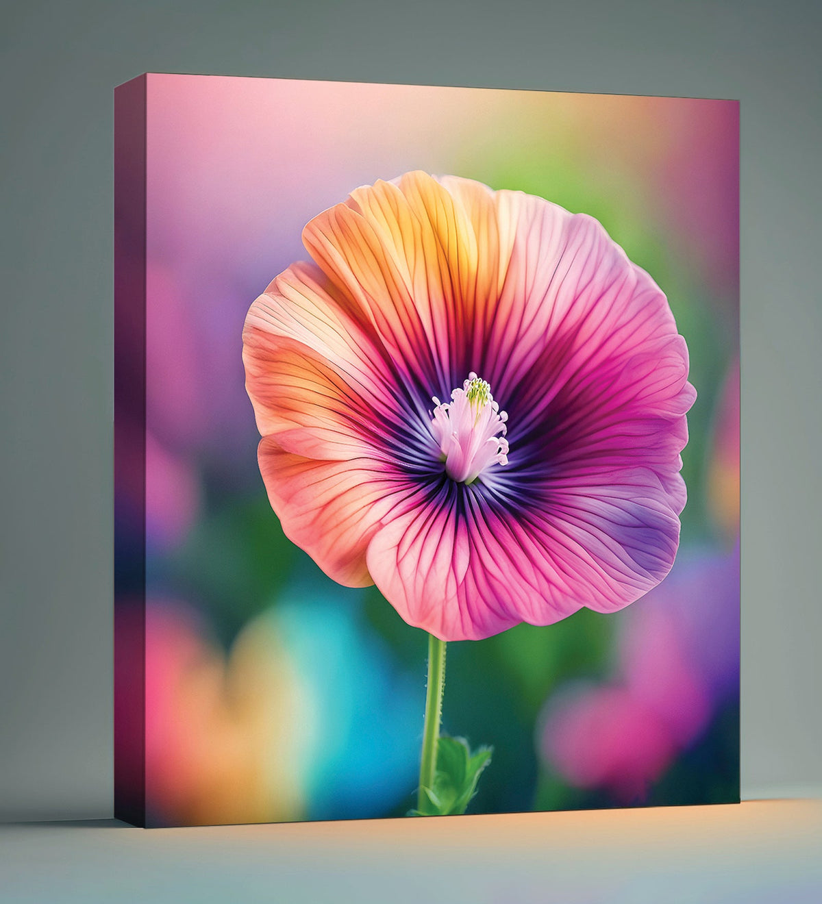 A Splash of Color on Canvas: A Detailed Painting of a Vibrant Flower