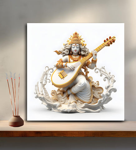 A Saraswati Canvas Painting for Cultural Appreciation