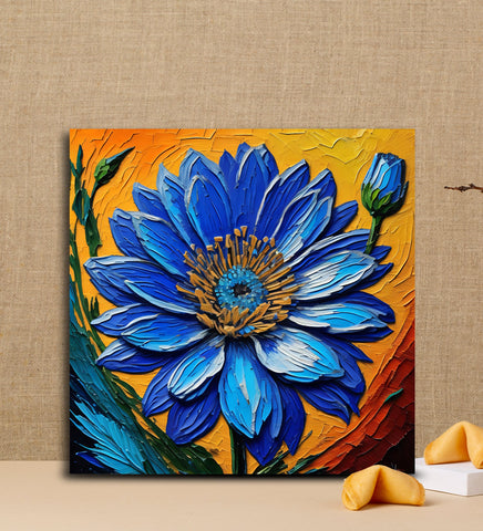 Exploring the Depths of a Blue Flower Painting