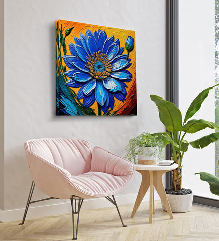 Exploring the Depths of a Blue Flower Painting