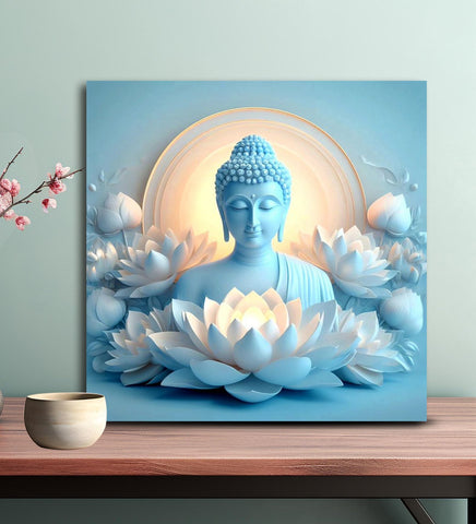 Finding Serenity: A Canvas Exploration of the Buddha in Repose on a Lotus Flower