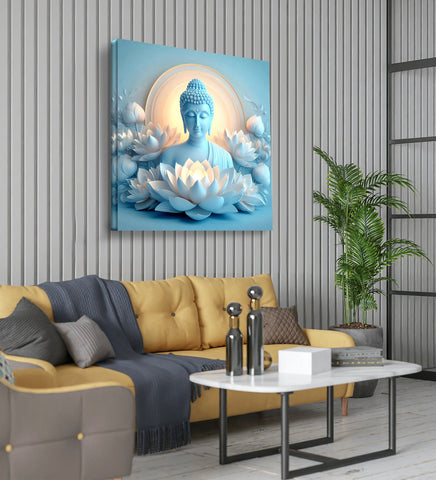 Finding Serenity: A Canvas Exploration of the Buddha in Repose on a Lotus Flower