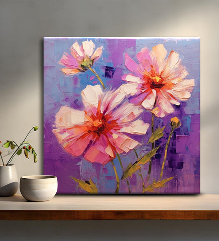 Exploring the Mesmerizing Harmony of Pink Flowers and a Purple Canvas