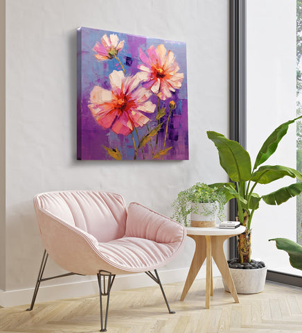 Exploring the Mesmerizing Harmony of Pink Flowers and a Purple Canvas