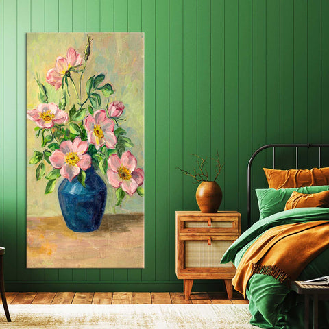 Flowers in a Vase Vintage landscape canvas painting