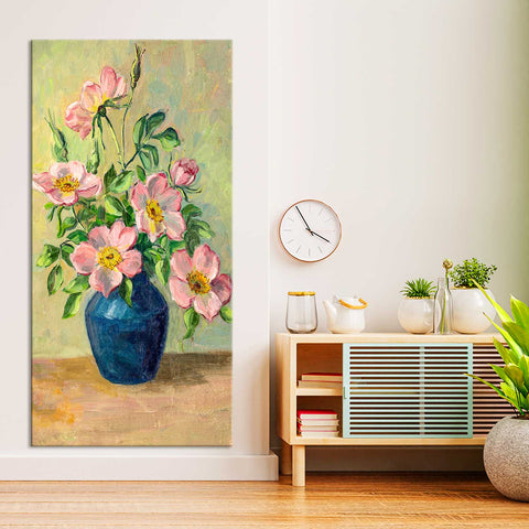 Flowers in a Vase Vintage landscape canvas painting