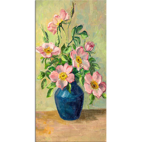 Flowers in a Vase Vintage landscape canvas painting