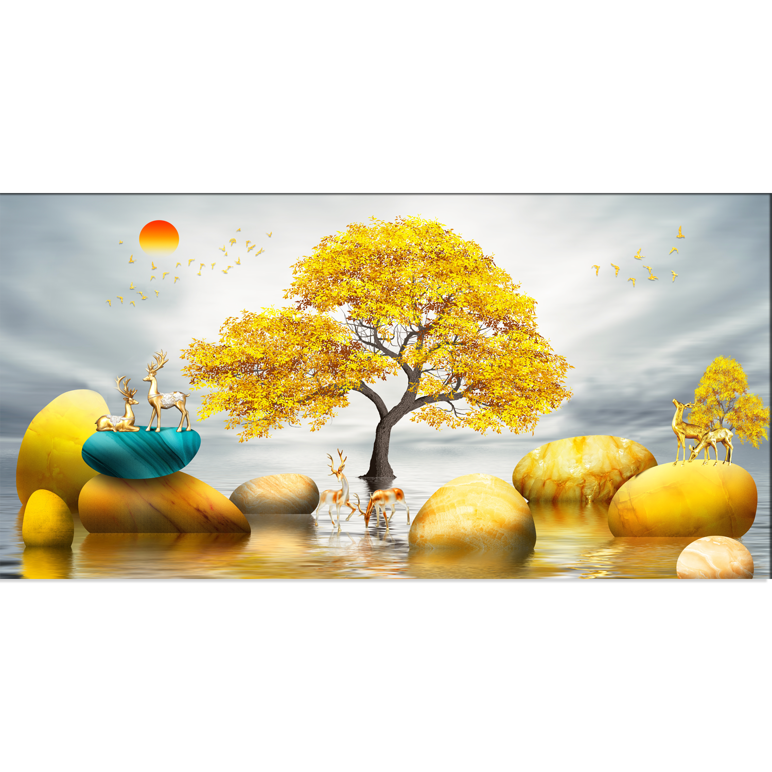 Beautiful GOLD  Tree Painting Canvas Wall Painting