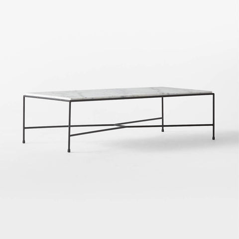 BLACK METAL OUTDOOR COFFEE TABLE WITH MARBLE TOP