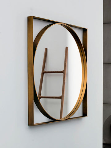 Round Square Decorative Mirror in Gold