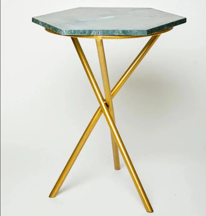 Gold & Green Tripod Table