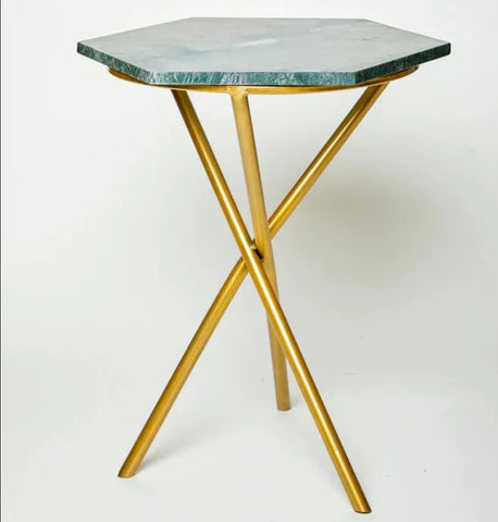 Gold & Green Tripod Table