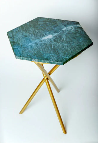 Gold & Green Tripod Table