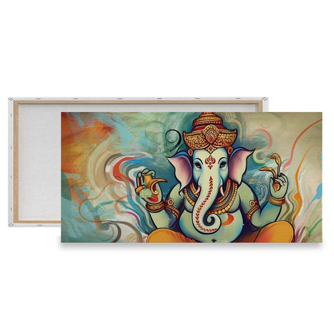 ganesha religious painting on canvas on anciq