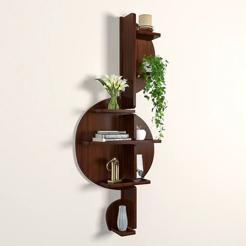 Music Note Backlit Designer Wooden Wall Shelf / Book Shelf / Night Light, Walnut Finish