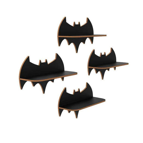 Beautiful Design Batman Shaped Wooden Wall Shelf Set Of Four