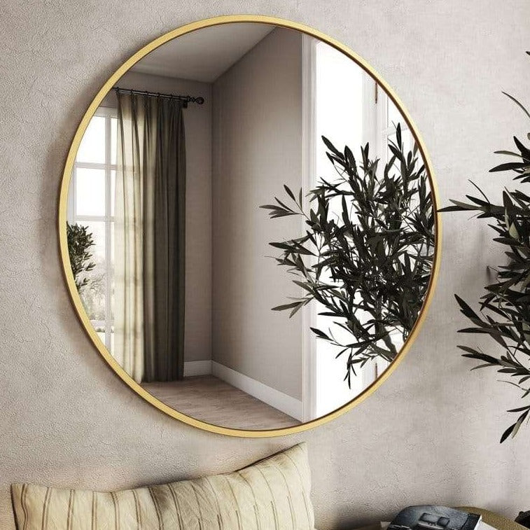 33 Inches Gold Round Mirror