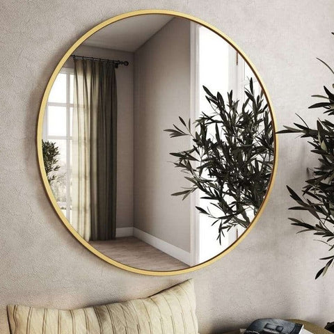 33 Inches Gold Round Mirror