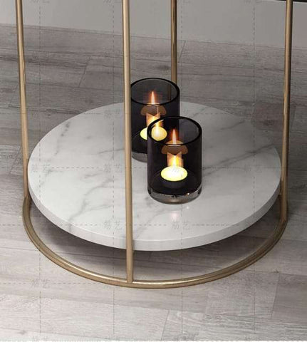 Two Layers Marble Side Table (Gold)