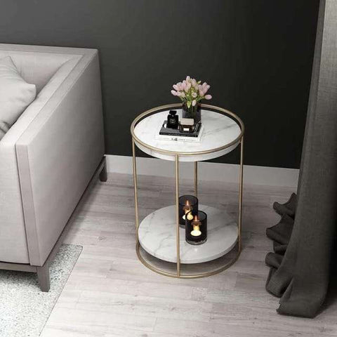 Two Layers Marble Side Table (Gold)