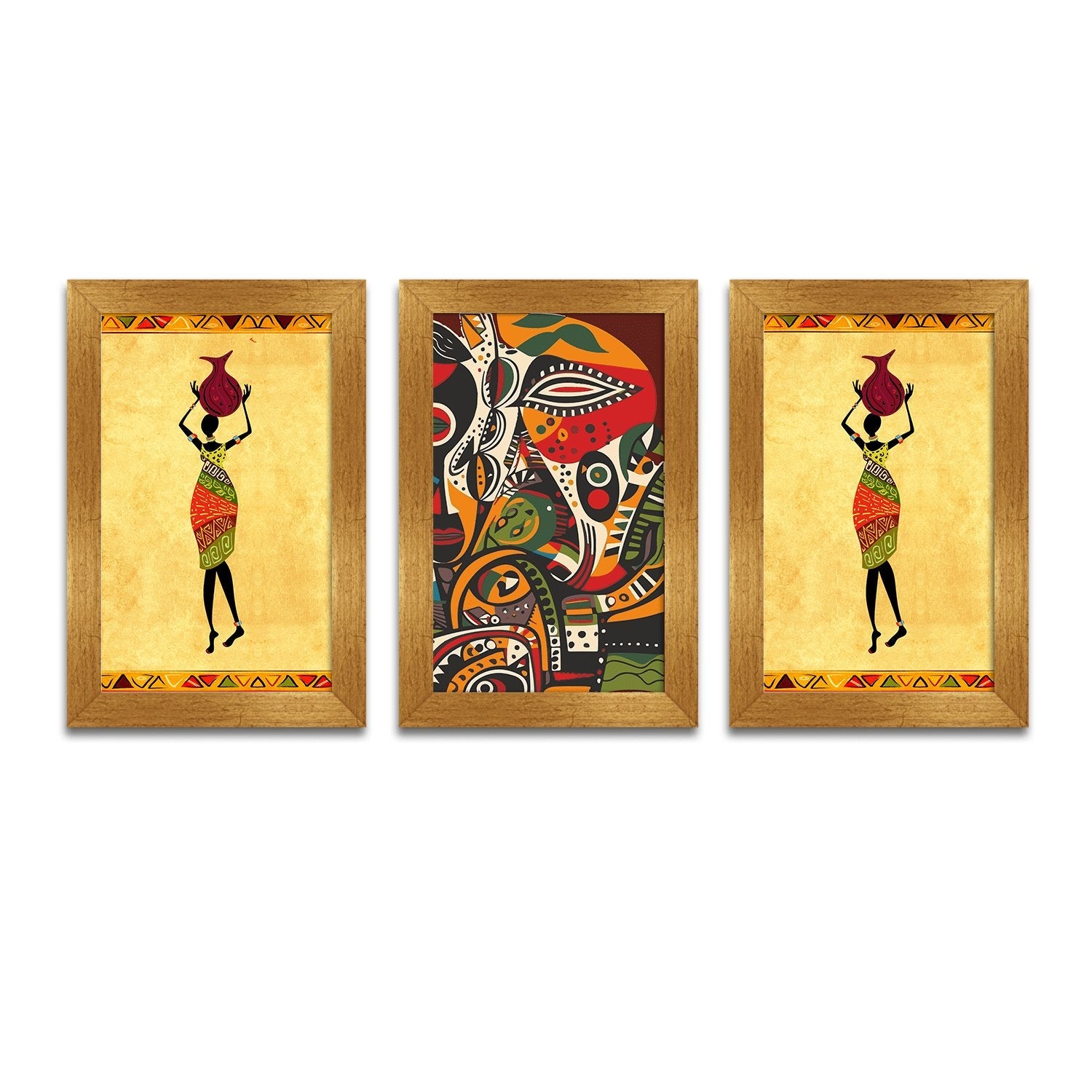 Abstract African Canvas Painting Framed For Living Room and Hotels Wall Decoration