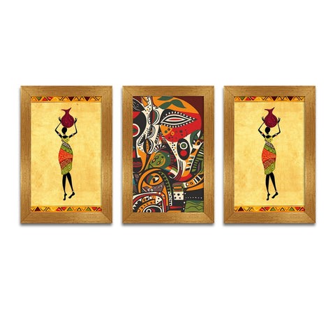 Abstract African Canvas Painting Framed For Living Room and Hotels Wall Decoration