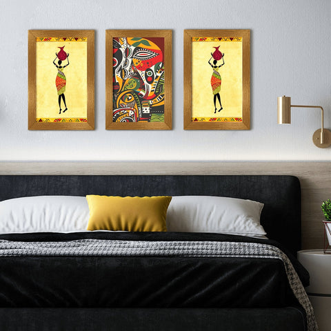 Abstract African Canvas Painting Framed For Living Room and Hotels Wall Decoration