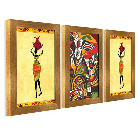 Abstract African Canvas Painting Framed For Living Room and Hotels Wall Decoration