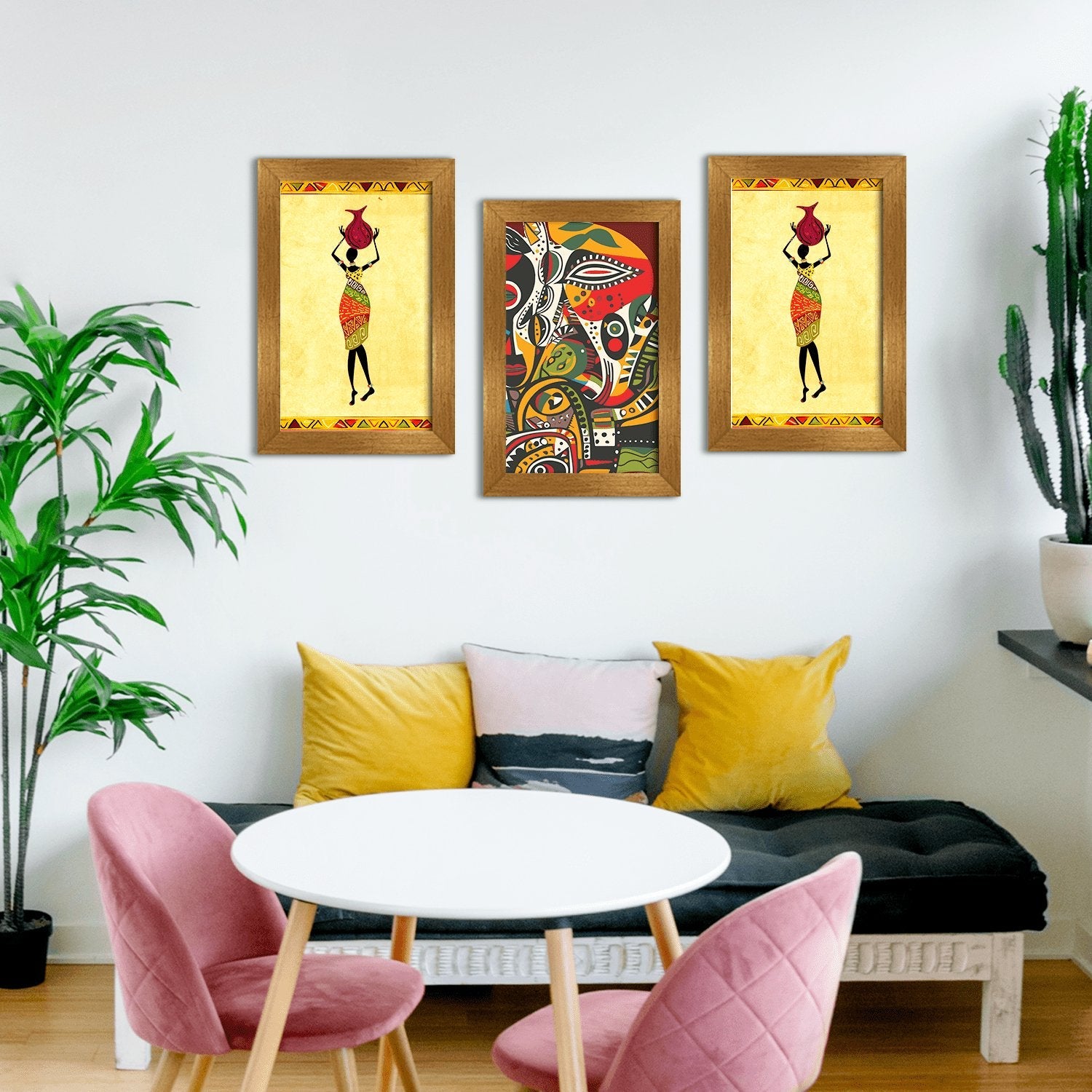 Abstract African Canvas Painting Framed For Living Room and Hotels Wall Decoration