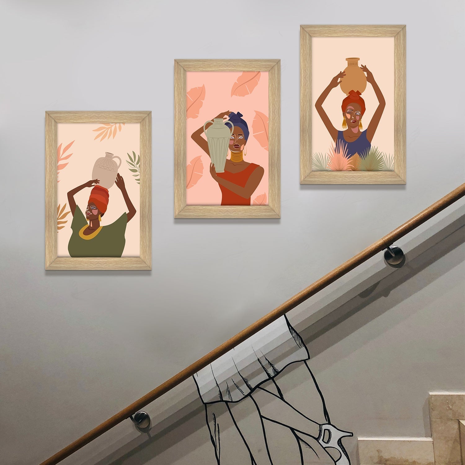 Africa Women silhouettes Wall Art Canvas Painting Framed For Living Room Wall Decoration