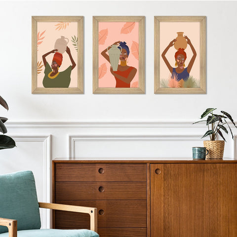 Africa Women silhouettes Wall Art Canvas Painting Framed For Living Room Wall Decoration