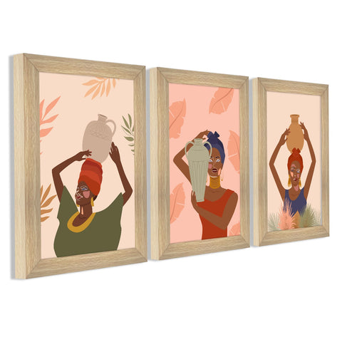 Africa Women silhouettes Wall Art Canvas Painting Framed For Living Room Wall Decoration