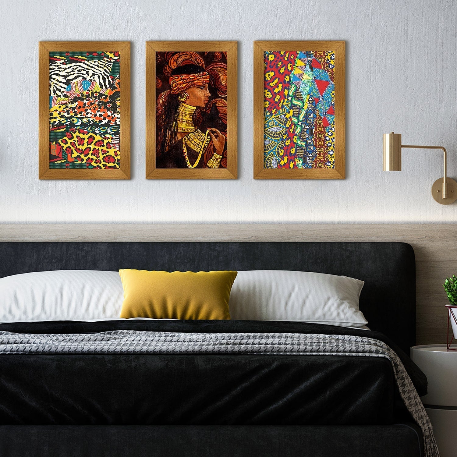 African Canvas Painting Framed For Living Room Wall Decoration