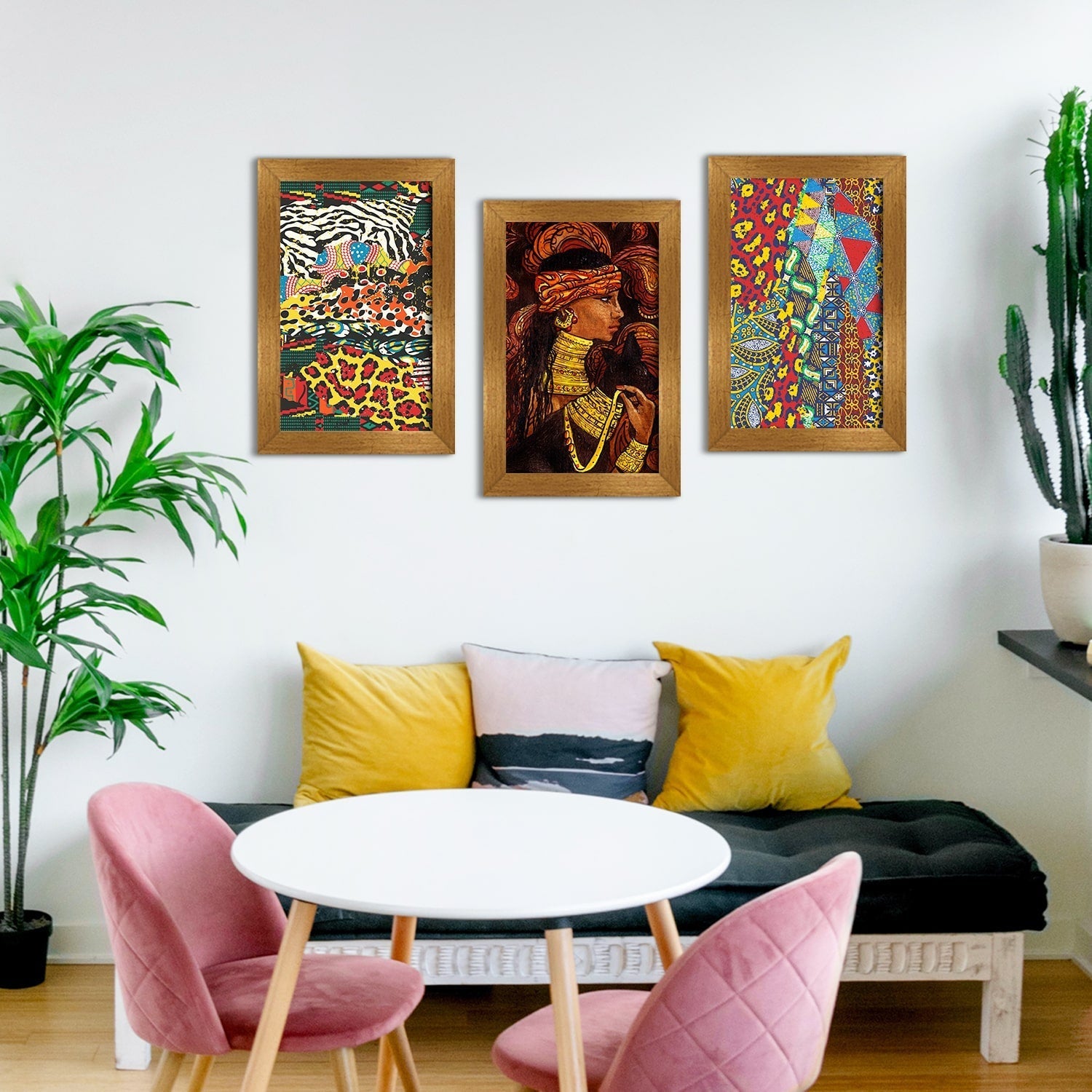 African Canvas Painting Framed For Living Room Wall Decoration