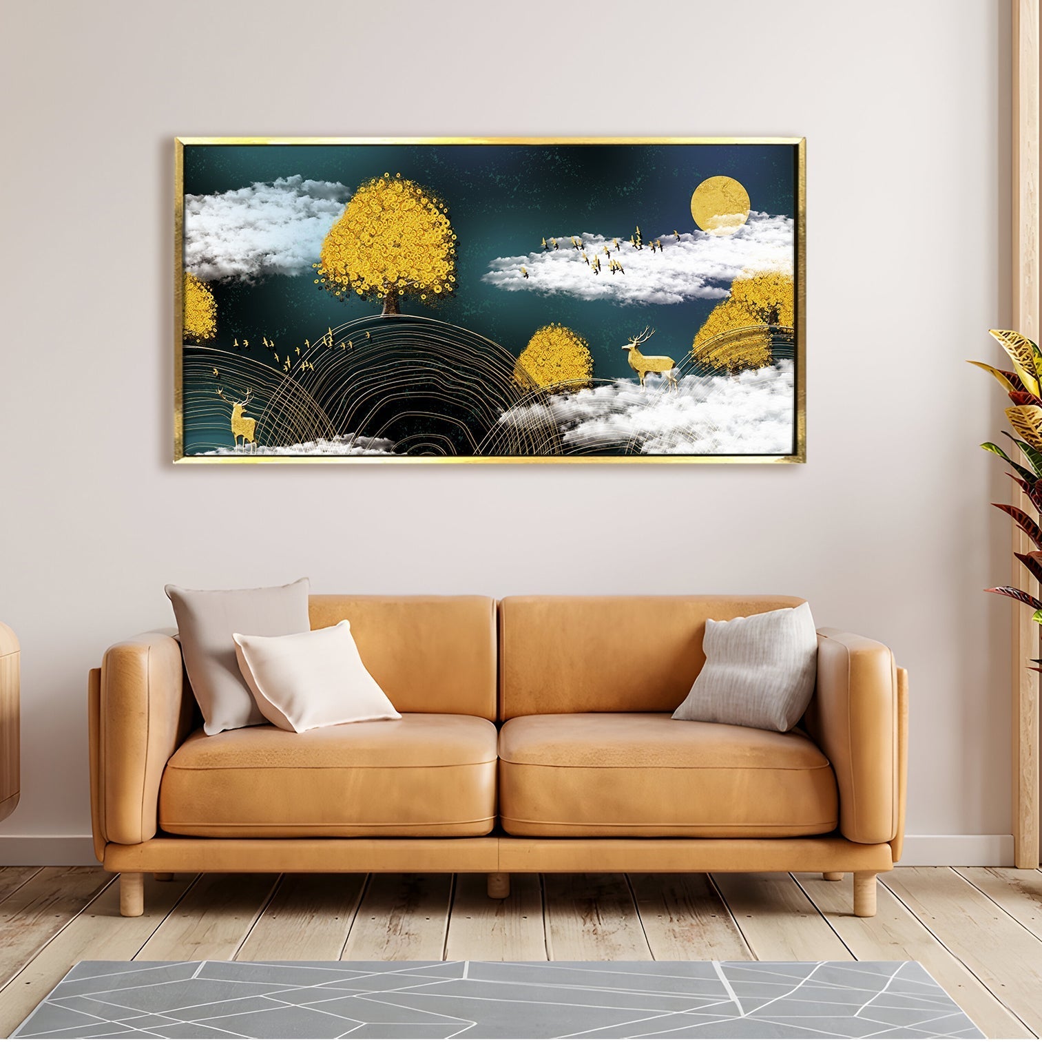 Amazing Wildlife Wall Art. Large Canvas Paintings. Framed Digital Reprints of Jungle, Wildlife, Animals and Birds 24 Inch x 48 Inch (WBWA12)