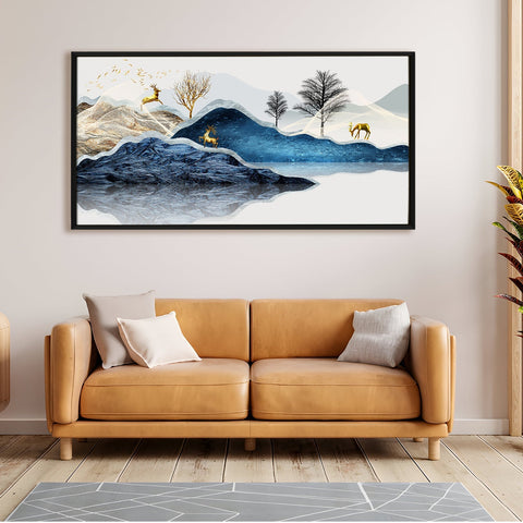 Amazing Wildlife Wall Art. Large Canvas Paintings. Framed Digital Reprints of Jungle, Wildlife, Animals and Birds 24 Inch x 48 Inch (WBWA14)