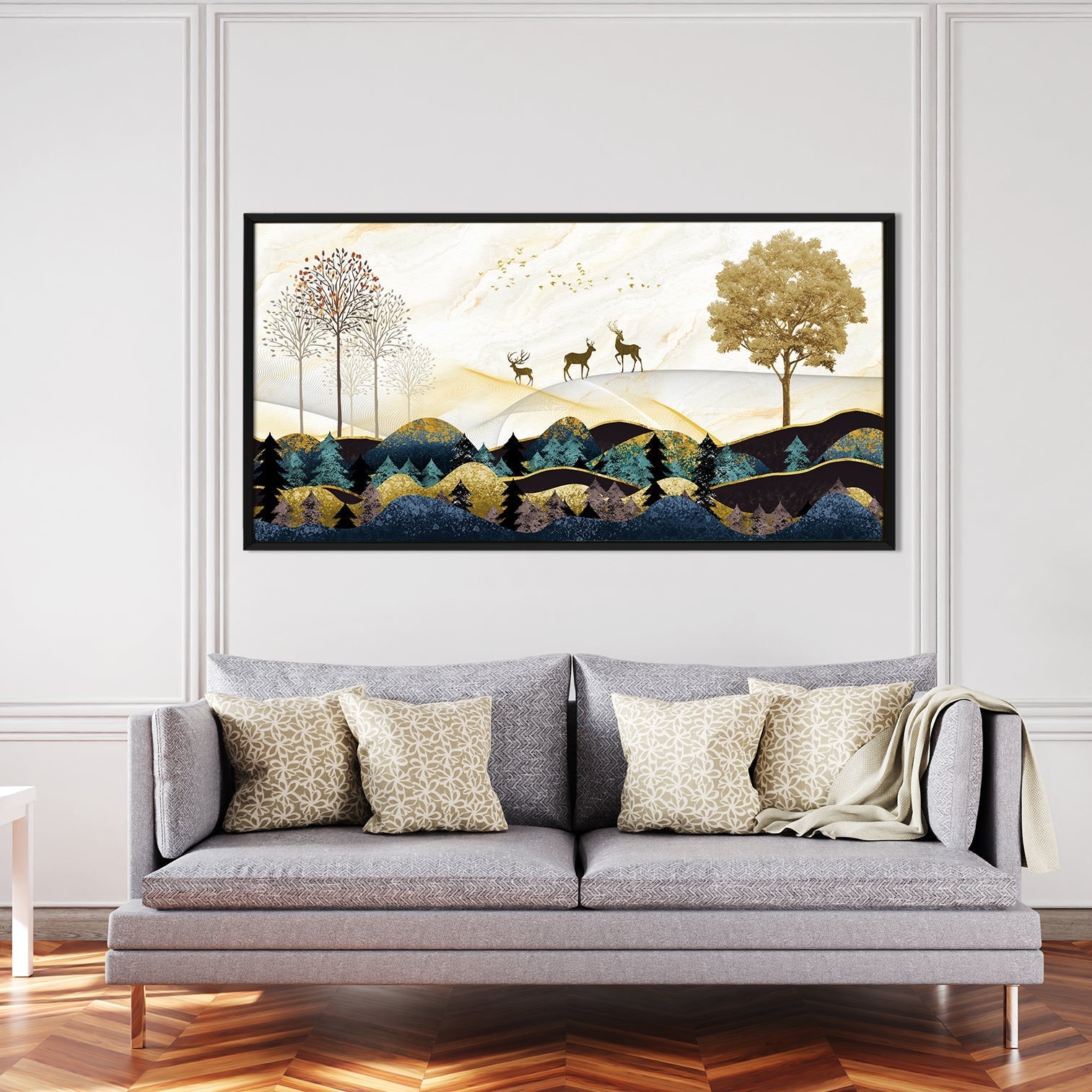 Amazing Wildlife Wall Art. Large Canvas Paintings. Framed Digital Reprints of Jungle, Wildlife, Animals and Birds 24 Inch x 48 Inch (WBWA17)