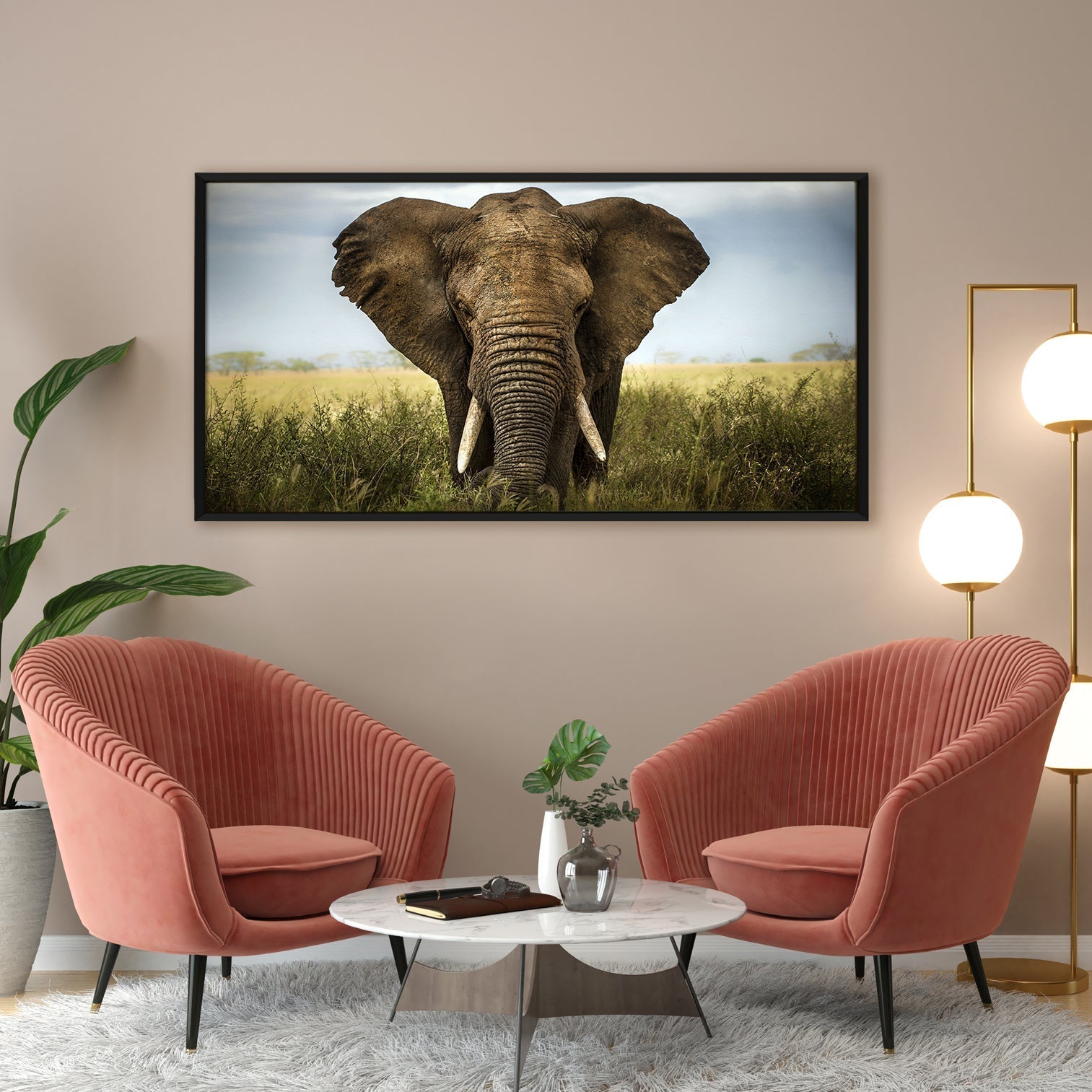 Amazing Wildlife Wall Art. Large Canvas Paintings. Framed Digital Reprints of Jungle, Wildlife, Animals and Birds 24 Inch x 48 Inch (WBWA24)