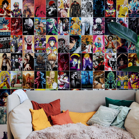 Anime Posters Set of 120 Small Wall Poster Set Wall Collage for Home Decoration Office Decor Size 6 in x 4 inch (ANIME)