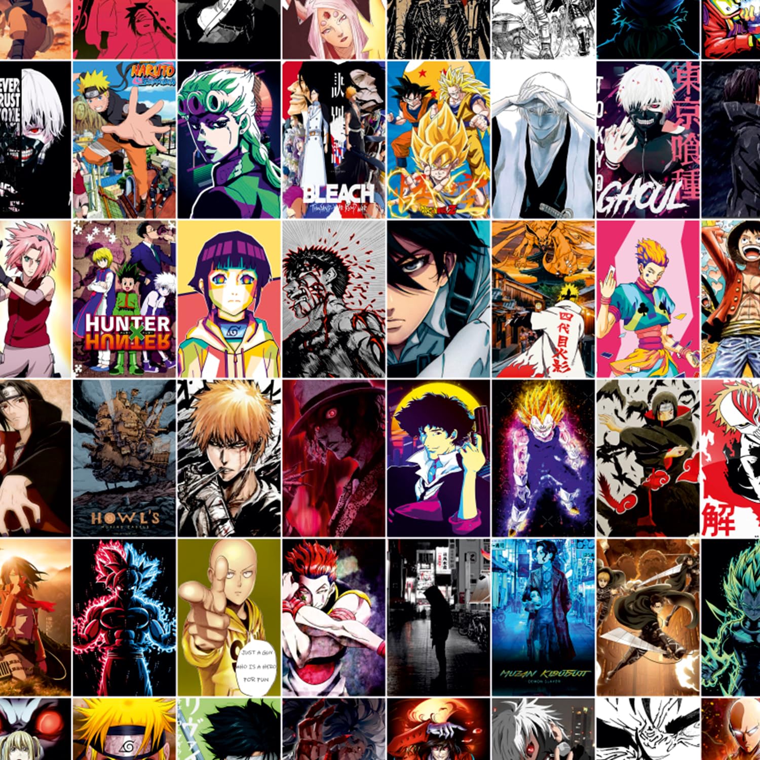 Anime Posters Set of 120 Small Wall Poster Set Wall Collage for Home Decoration Office Decor Size 6 in x 4 inch (ANIME)