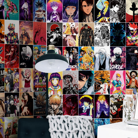 Anime Posters Set of 120 Small Wall Poster Set Wall Collage for Home Decoration Office Decor Size 6 in x 4 inch (ANIME)