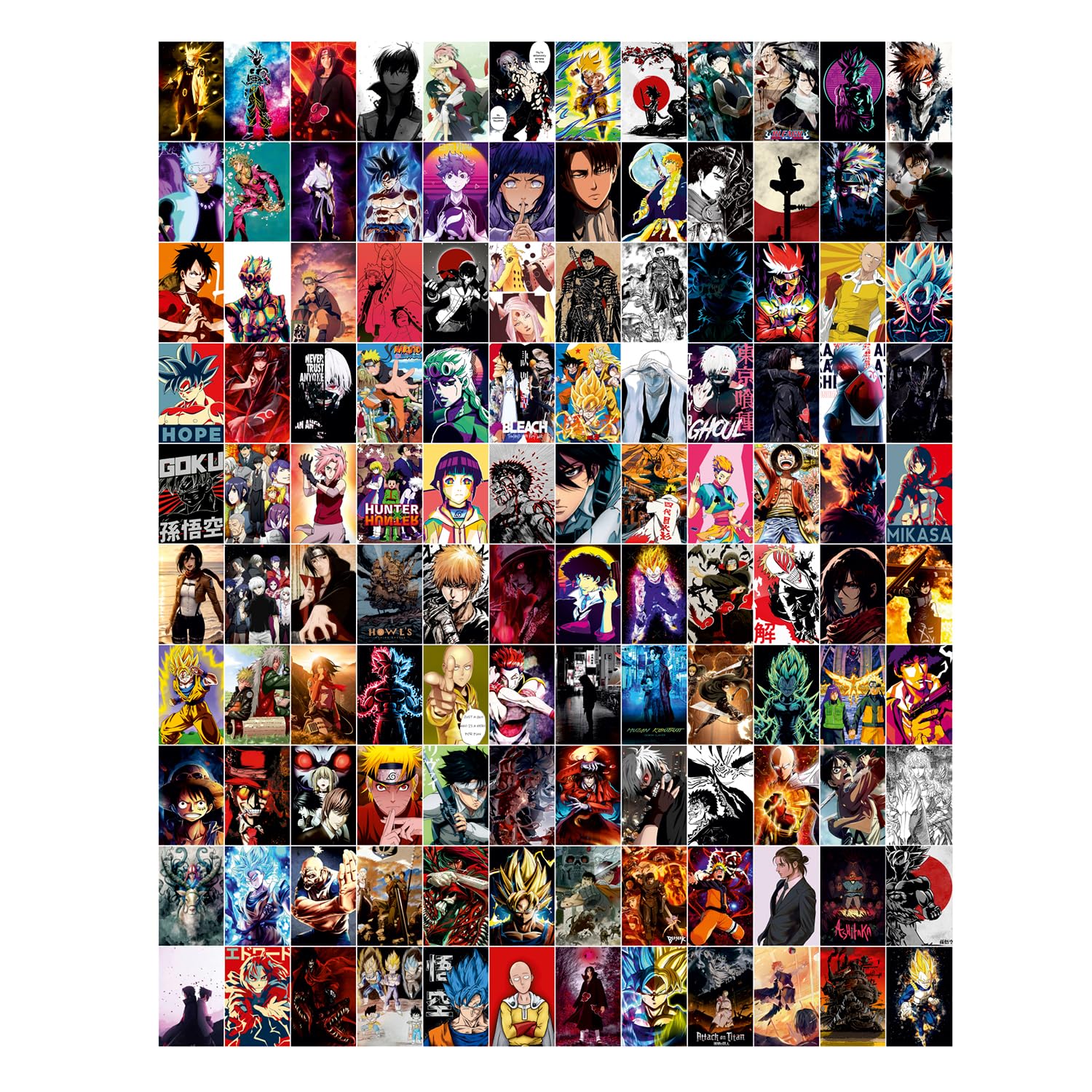 Anime Posters Set of 120 Small Wall Poster Set Wall Collage for Home Decoration Office Decor Size 6 in x 4 inch (ANIME)