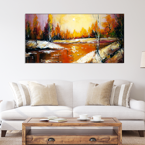 Abstract River Canvas Wall Painting